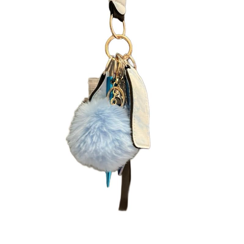 Keychain Set w/ Alarm, Pompom, Chapstick Holder, Sanitizer or Lotion Bottle and Holder, Bottle Opener, Window Breaker, Escape Stick, Wristlet, and a Cat!