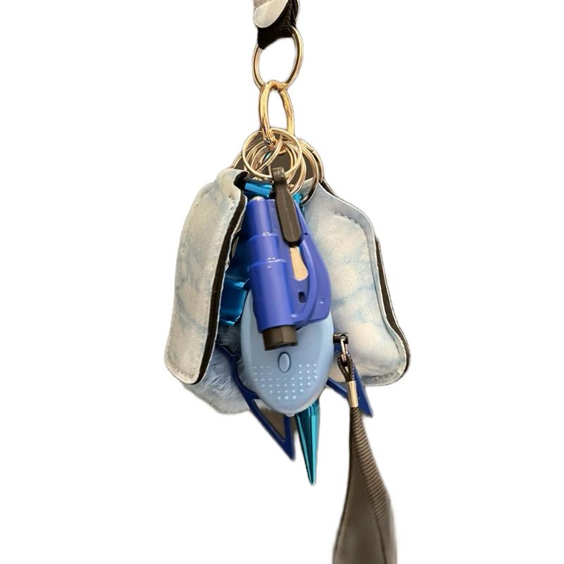 Keychain Set w/ Alarm, Pompom, Chapstick Holder, Sanitizer or Lotion Bottle and Holder, Bottle Opener, Window Breaker, Escape Stick, Wristlet, and a Cat!