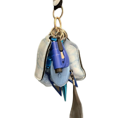 Keychain Set w/ Alarm, Pompom, Chapstick Holder, Sanitizer or Lotion Bottle and Holder, Bottle Opener, Window Breaker, Escape Stick, Wristlet, and a Cat!