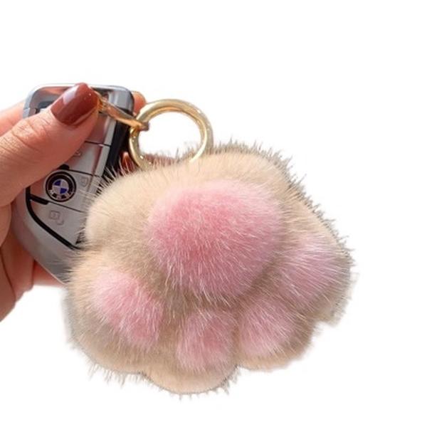 Fuzzy Cat Paw KeyChain - Adorable Fluffy Design for Cat Lovers - Soft Material - Ideal for Keys Bags & Backpacks - Perfect Gift for Cat Enthusiasts