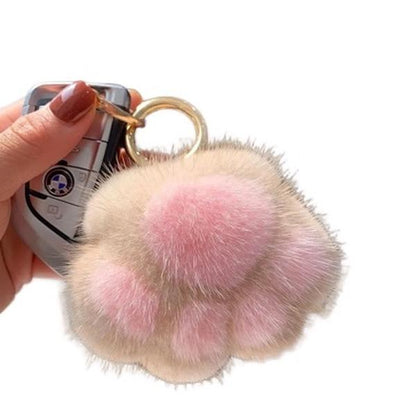 Fuzzy Cat Paw KeyChain - Adorable Fluffy Design for Cat Lovers - Soft Material - Ideal for Keys Bags & Backpacks - Perfect Gift for Cat Enthusiasts