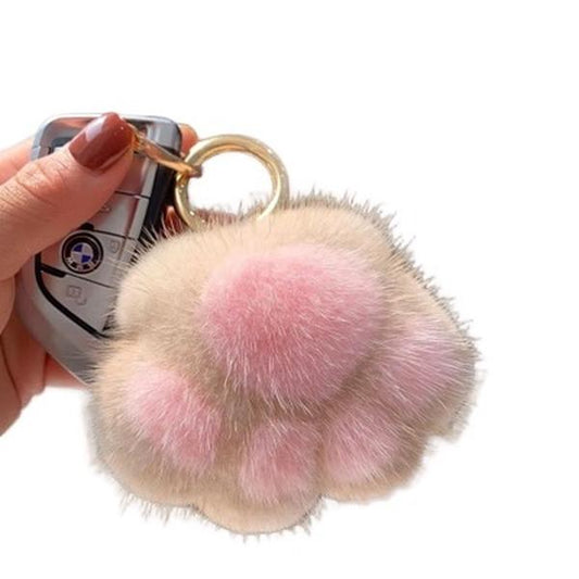 Fuzzy Cat Paw KeyChain - Adorable Fluffy Design for Cat Lovers - Soft Material - Ideal for Keys Bags & Backpacks - Perfect Gift for Cat Enthusiasts