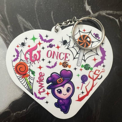 Twice Kpop Themed Bag Charm and Kitty Paw Key Chain Bundle Adorable Halloween Designs for Once