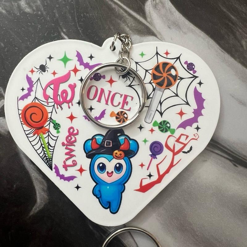 Twice Kpop Themed Bag Charm and Kitty Paw Key Chain Bundle Adorable Halloween Designs for Once